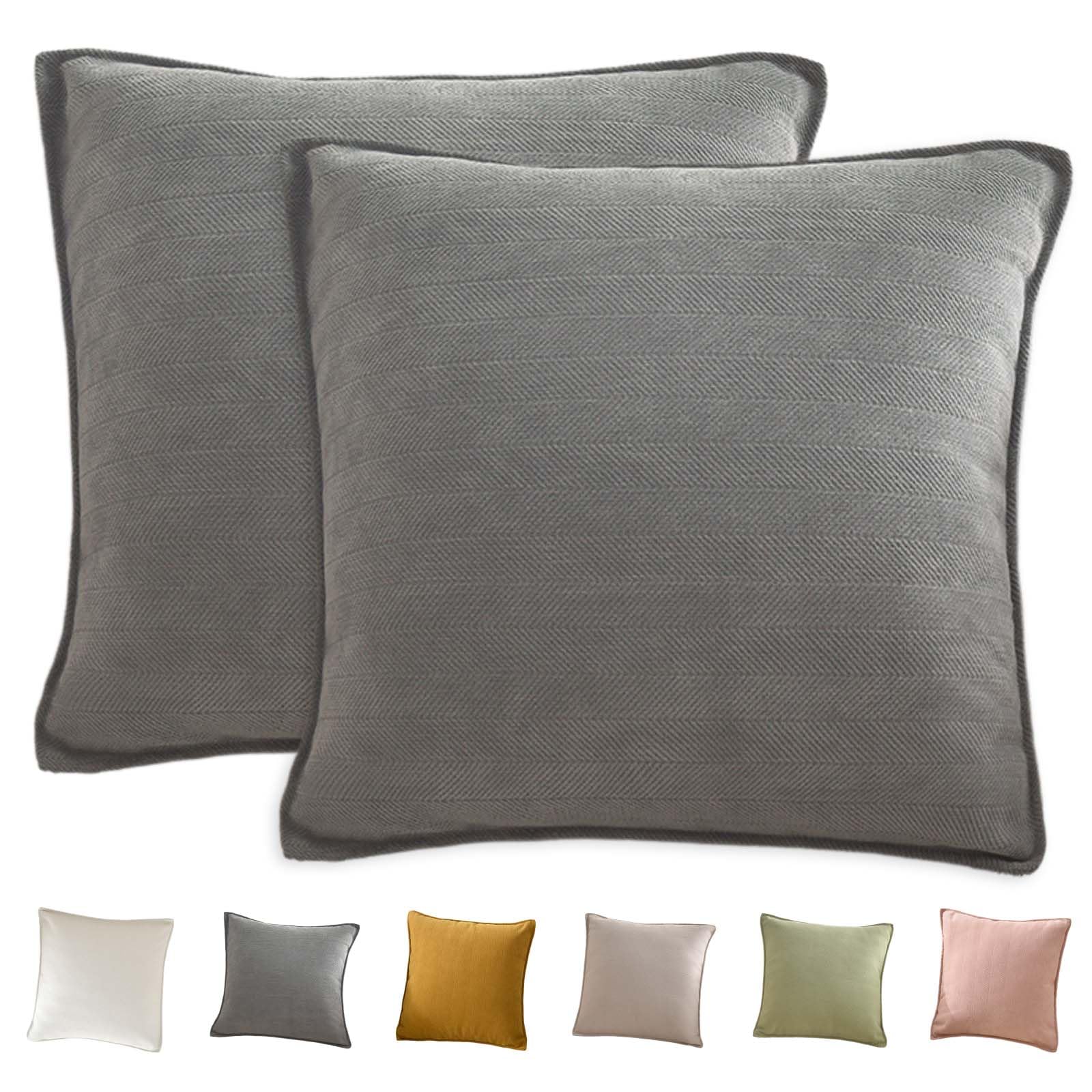 Colexy Elephant Gray Decorative Throw Pillow Covers Set Of 2, 18X18 Inch Soft Chenille Solid Couch Pillow Covers, Cushion Covers For Décor, Square Pillow Cases For Sofa Bed Living Room Home Decor (Elephant Gray)