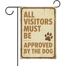 Garden Flag All Guests Must Be Approved by The Dog Double Sided 12x18 In Small Burlap Seasonal Yard Decoration for Outside Porch