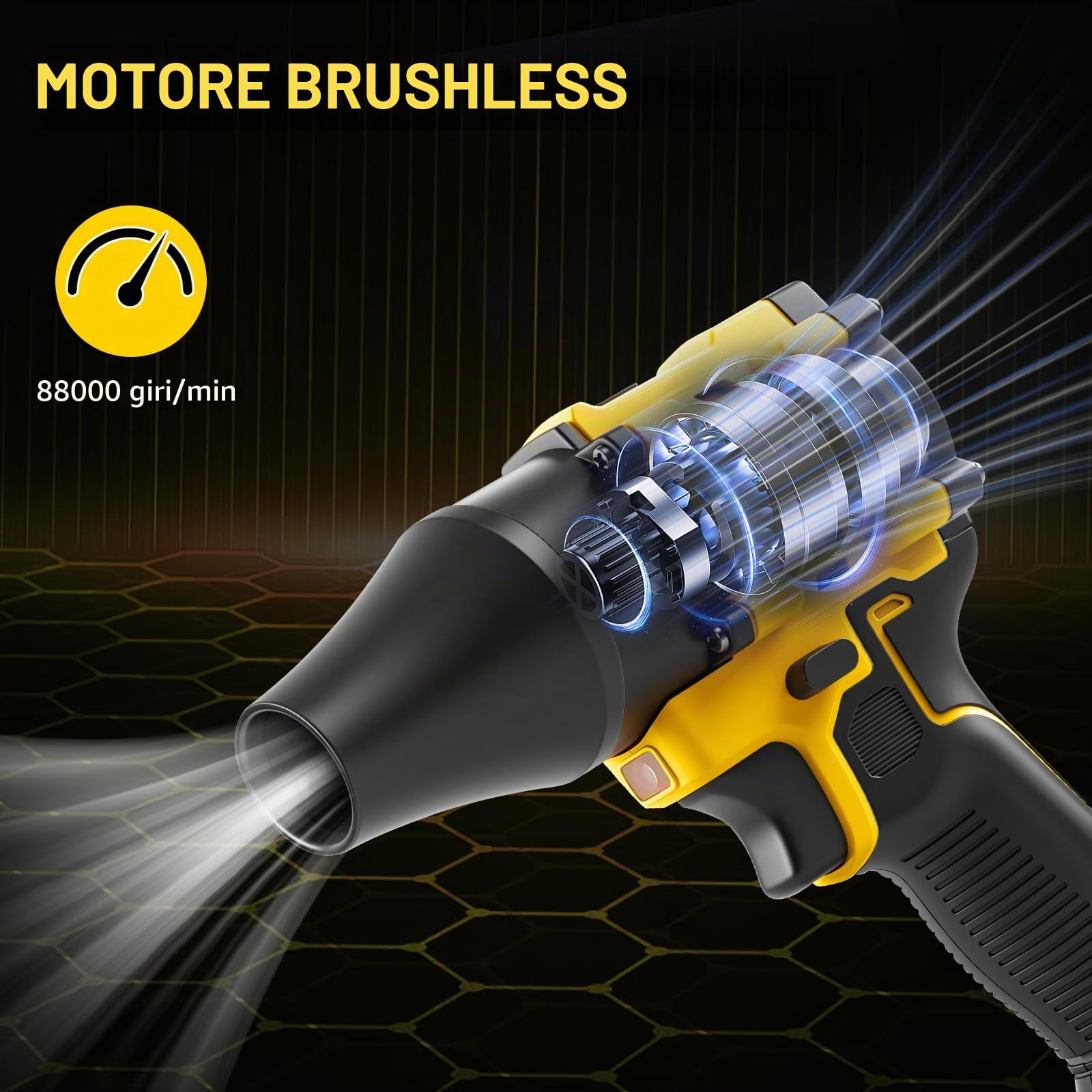 Ventilatore senza fili e aspirapolvere portatile 2 in 1 compatibile con batteria Dewalt 20V (senza batteria), aspirapolvere ad aria compressa senza spazzole da 150W, aspirapolvere portatile con 5