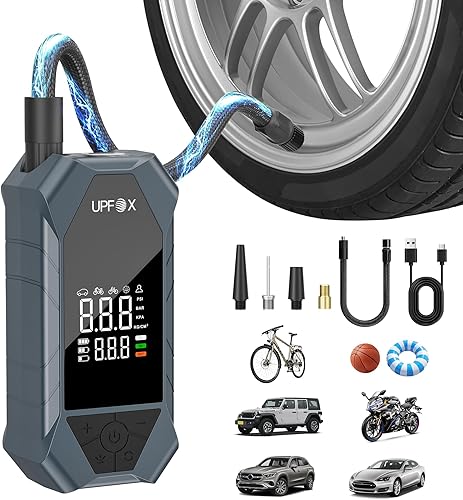 Compresor de aire portátil para inflador de neumáticos, bomba de aire rápida de 150 psi y 12000 mAh para neumáticos de automóvil con medidor digital