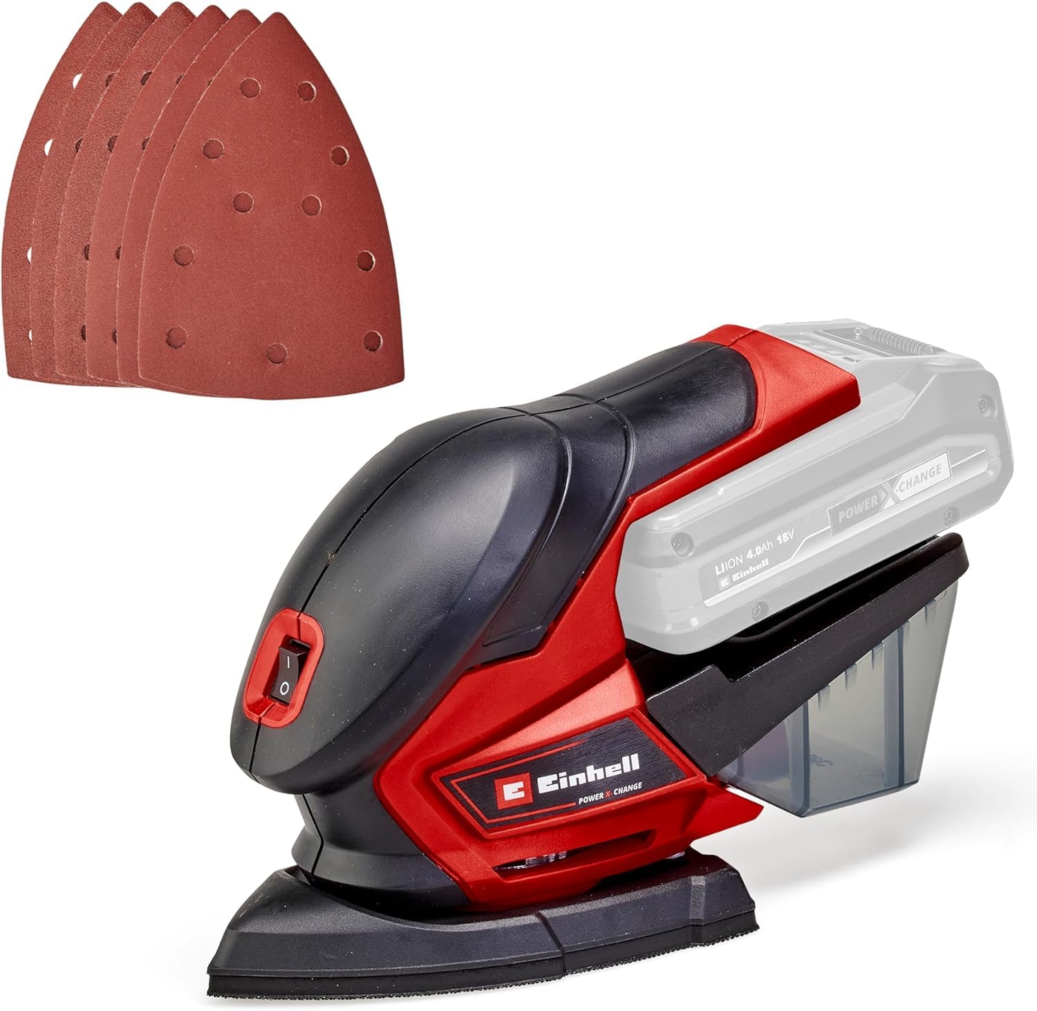 Einhell Akku-Multischleifer TE-OS 18/150 Li-Solo Power X-Change (18V Li-Ion, 24 000 min-1, 1.6 mm Schwingkreis, Staubfangbox, Staubabsaugadapter, ohne Akku und Ladegerät)