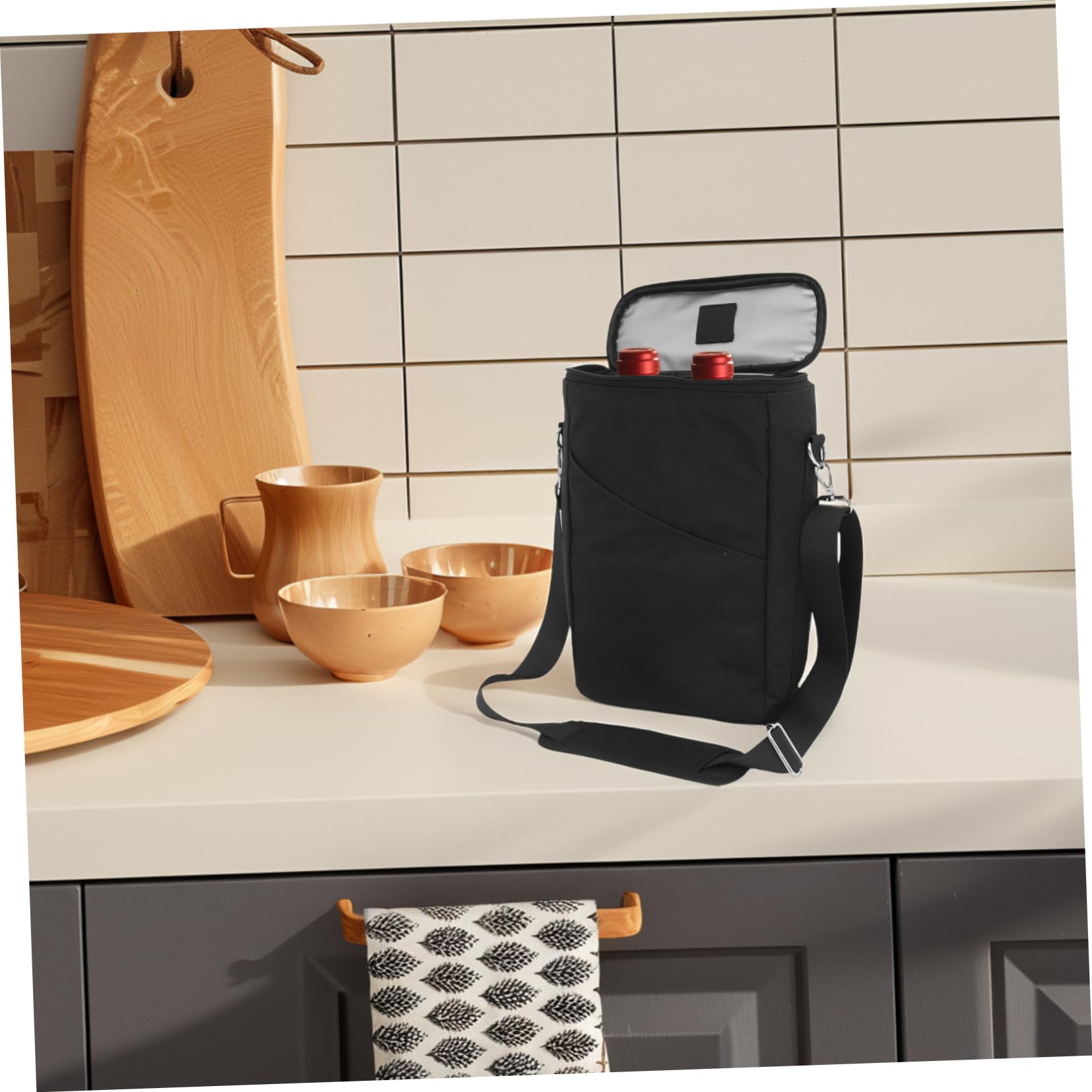 2 Isolierte mit Auslaufsicher Weinkühltasche Gepolstert Henkel und Verstellbarem Schultergurt für Flaschen und Picknick und Weindinner