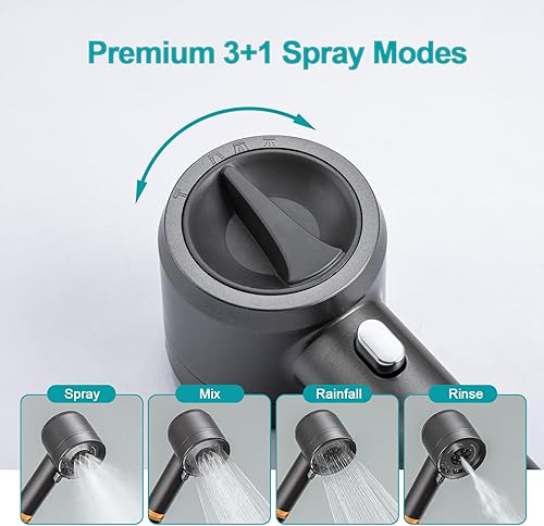 Miniatura 3 de Cabezal de ducha de alta presión con filtros, cabezal de ducha filtrado de mano con interruptor de encendidoapagado, manguera extra larga de 79