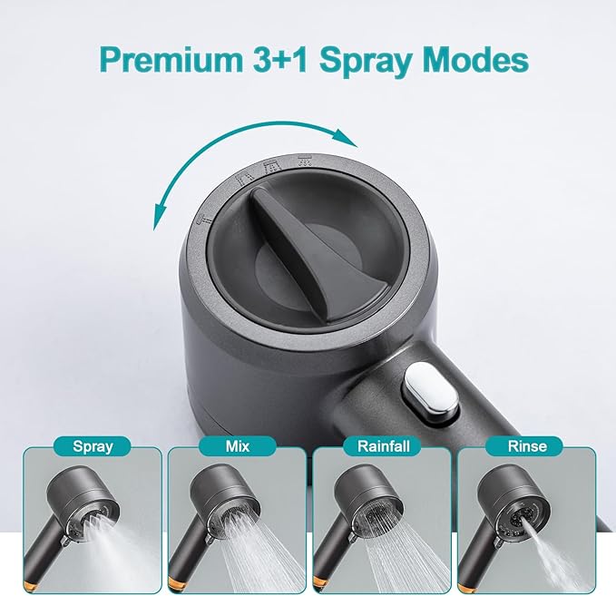 Regadera de Mano con 4 Modos de Spray y Filtro, 79 in de Manguera miniatura 3