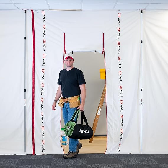 ZipWall ZSMP 9-ft ZipSheet Reusable Barrier Multipack, Include a Carry Bag and ZipSheets with a Combined Size of 25 ft. x 9 ft., White