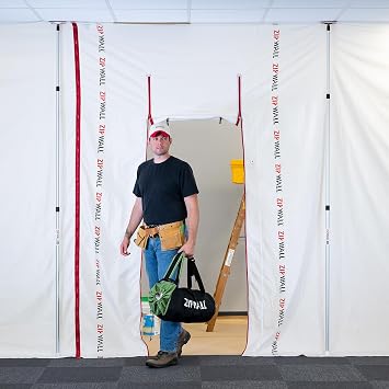 ZipWall ZSMP 9-ft ZipSheet Reusable Barrier Multipack, Include a Carry Bag and ZipSheets with a Combined Size of 25 ft. x 9 ft., White