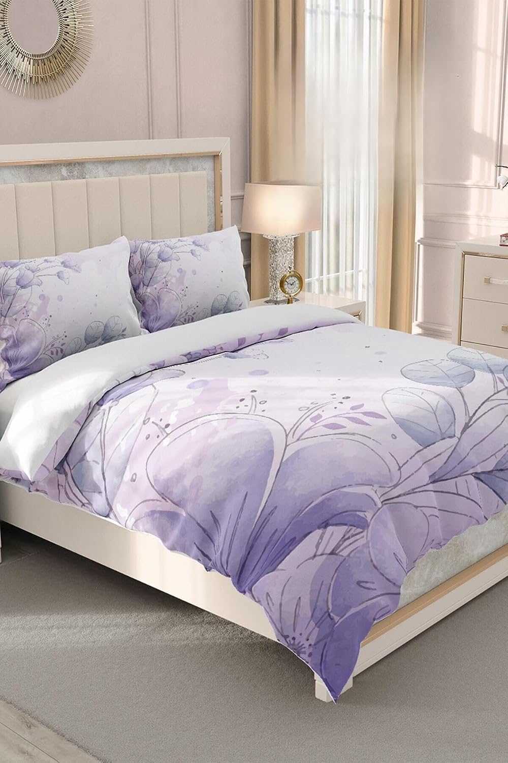 MONOHOME%100 Pamuk Saten Çift Kişilik Nevresim Takımı Soft Lila, MONOHOME32807