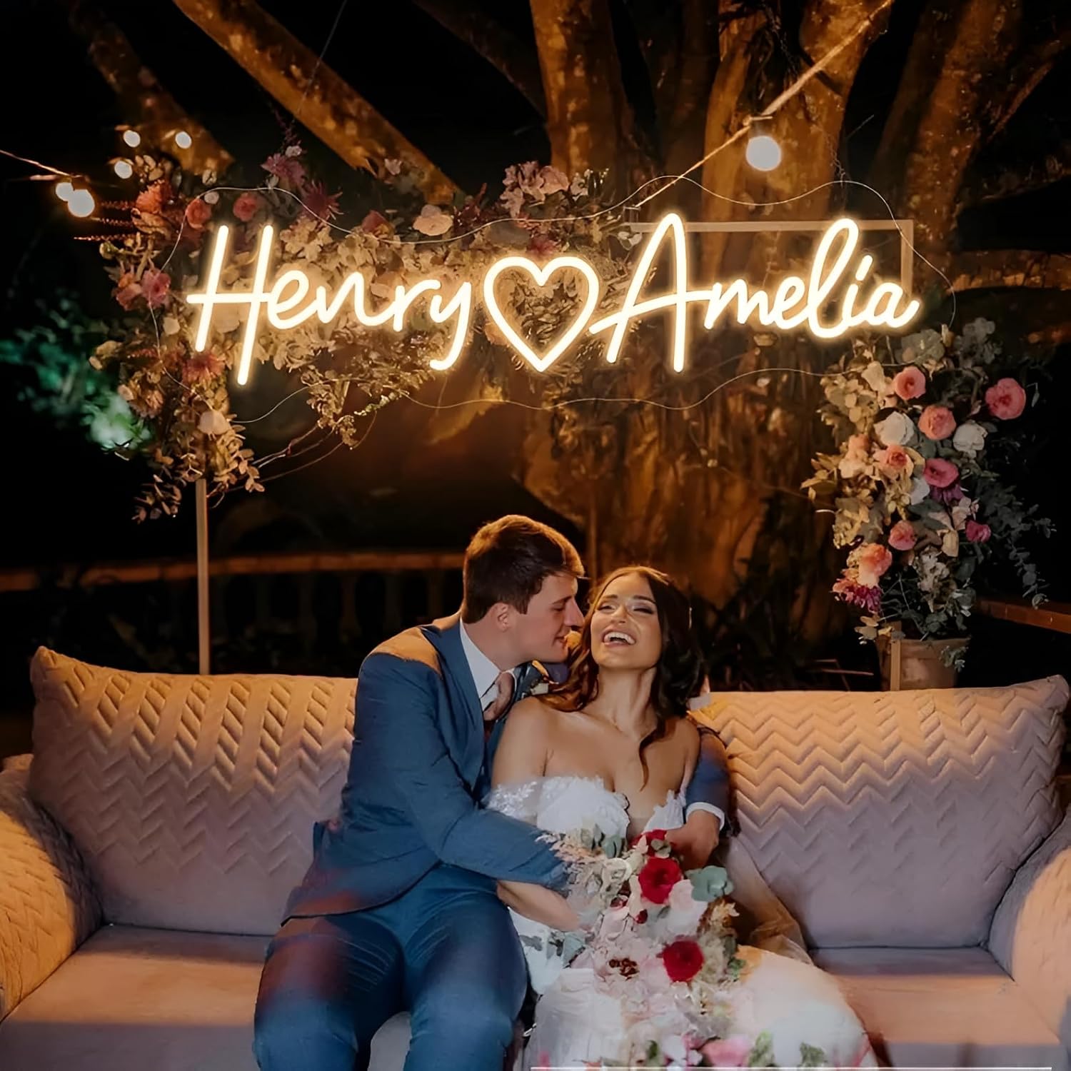 Just Married LED Neon Sign with Red Heart - Wedding Neon Light Wall Decor for Engagement Wedding & Anniversary Celebrations