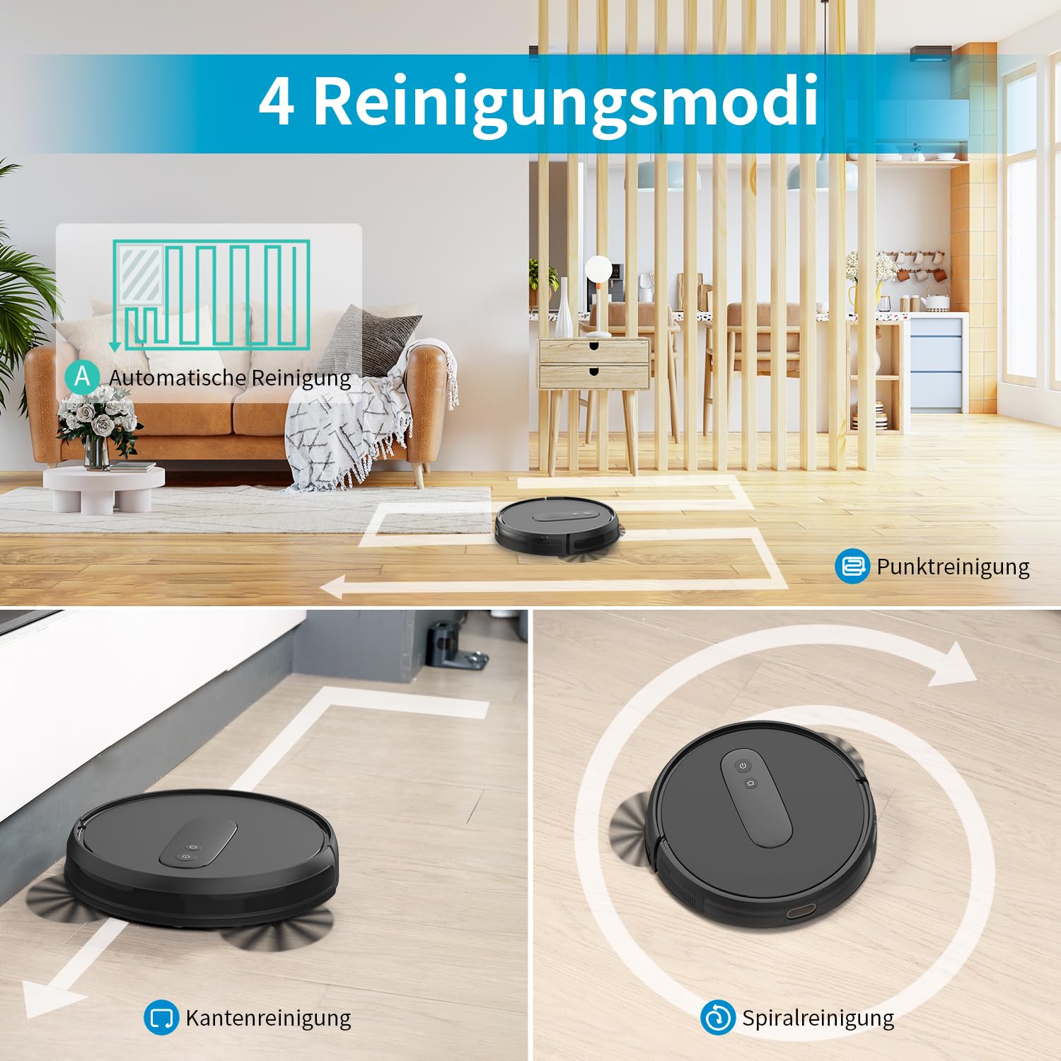 P25 Saugroboter ohne Wischfunktion, Staubsauger Roboter mit 4000 Pa