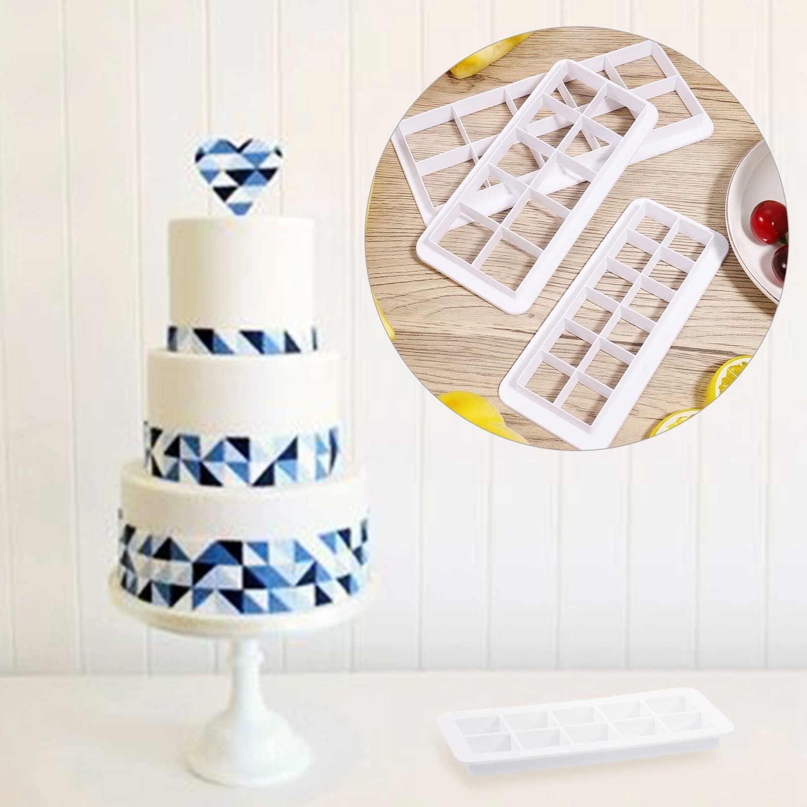 3 Emporte-pièces Carrés Géométriques - Plastique Alimentaire - Pour Gâteaux, Cookies & Fondant