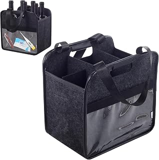 Wine Tote Bag, Reusable Wine Carrier Tote, Wine Bags for Wine Bottles Travel, Vacation Picnic Dinner Party, Camping and Picnic, Perfect Wine Lover Gift (Grey, 6 Bottle)