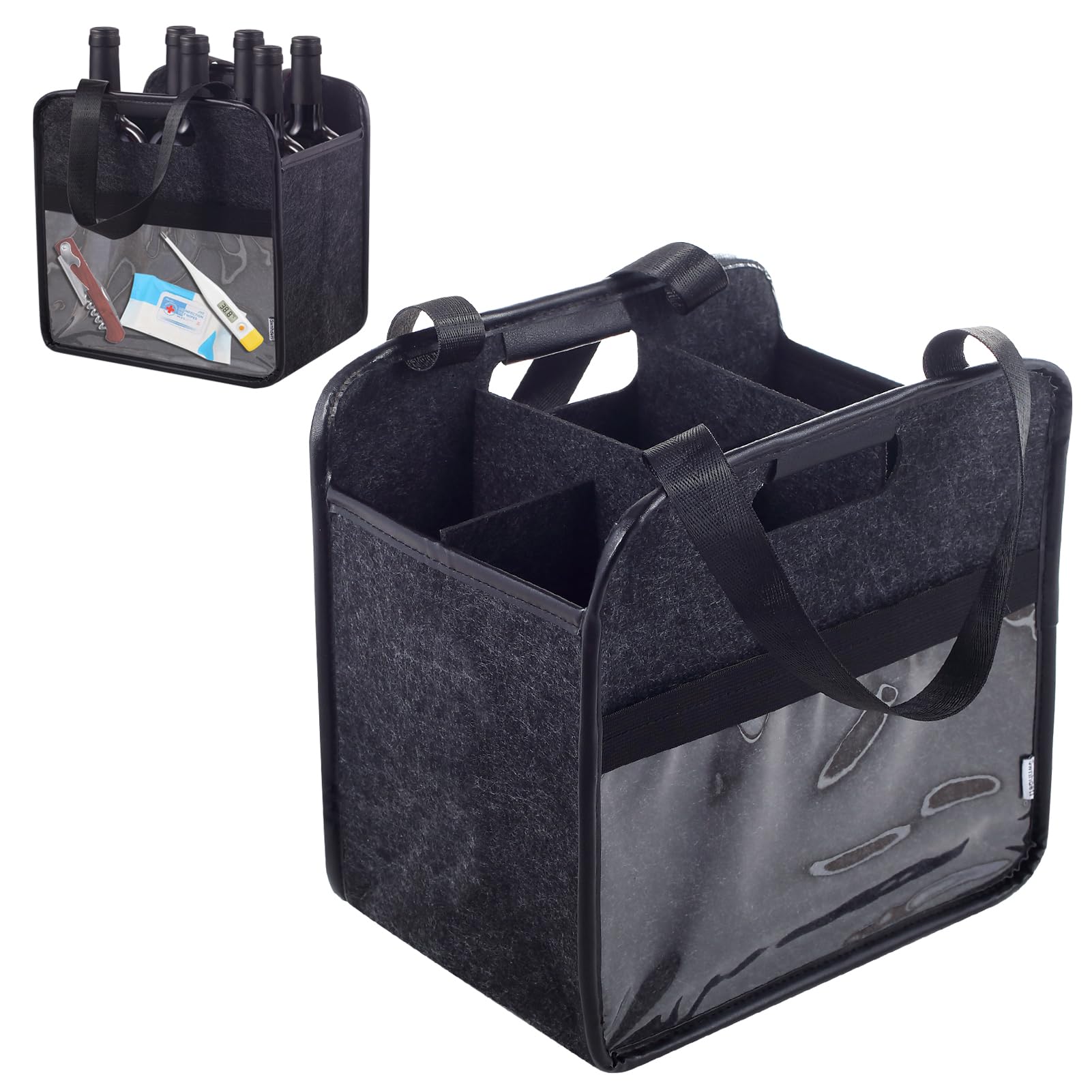 Swnhdeti Wine Tote Bag, Reusable Wine Carrier Tote, Wine Bags for Wine Bottles Travel, Vacation Picnic Dinner Party, Camping and Picnic, Perfect Wine