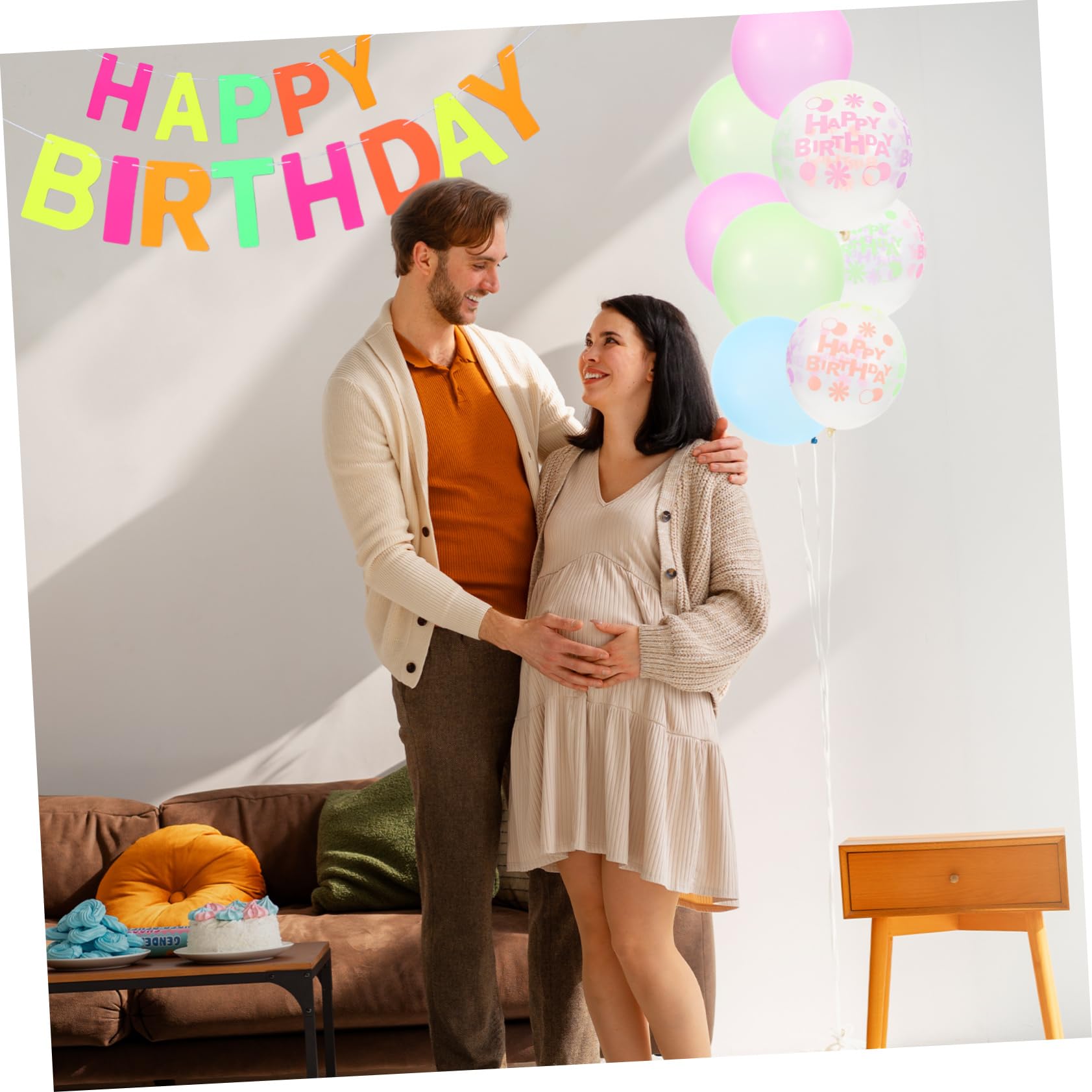 Kit de Globos de Cumpleaños con Brillo de Neón, 1 Juego Látex y Papel