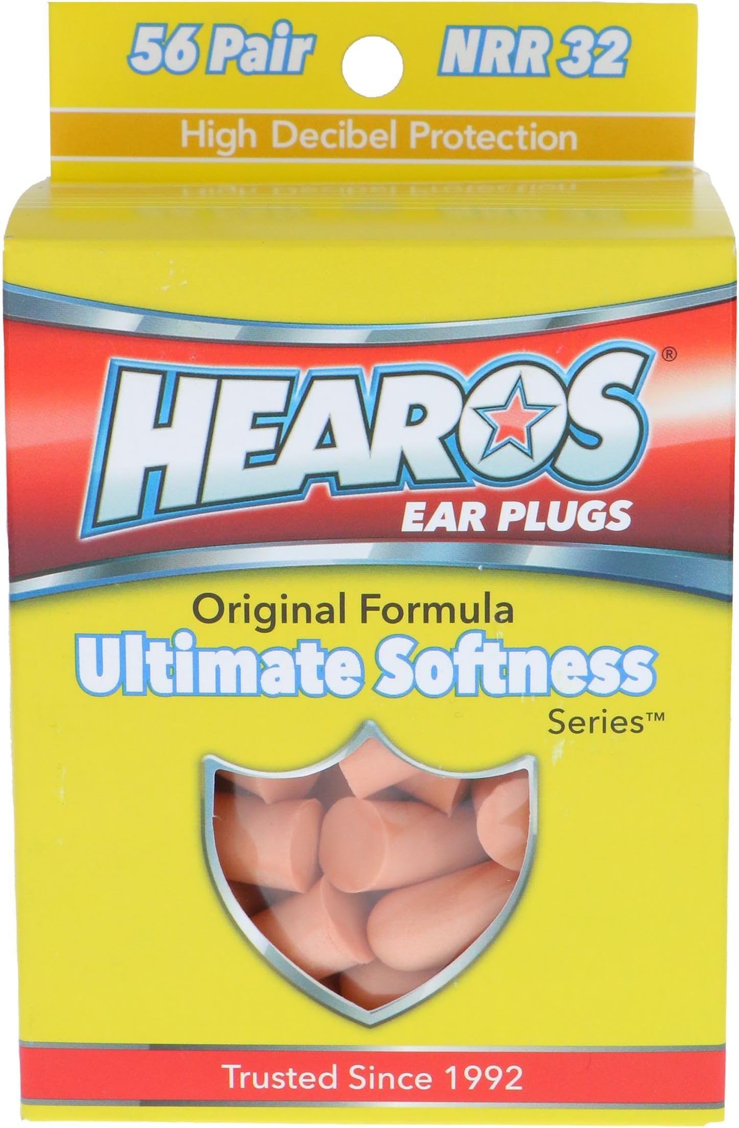 HEAROS Ultimate Softness Series Ear Plugs, Beige, 56 Pair