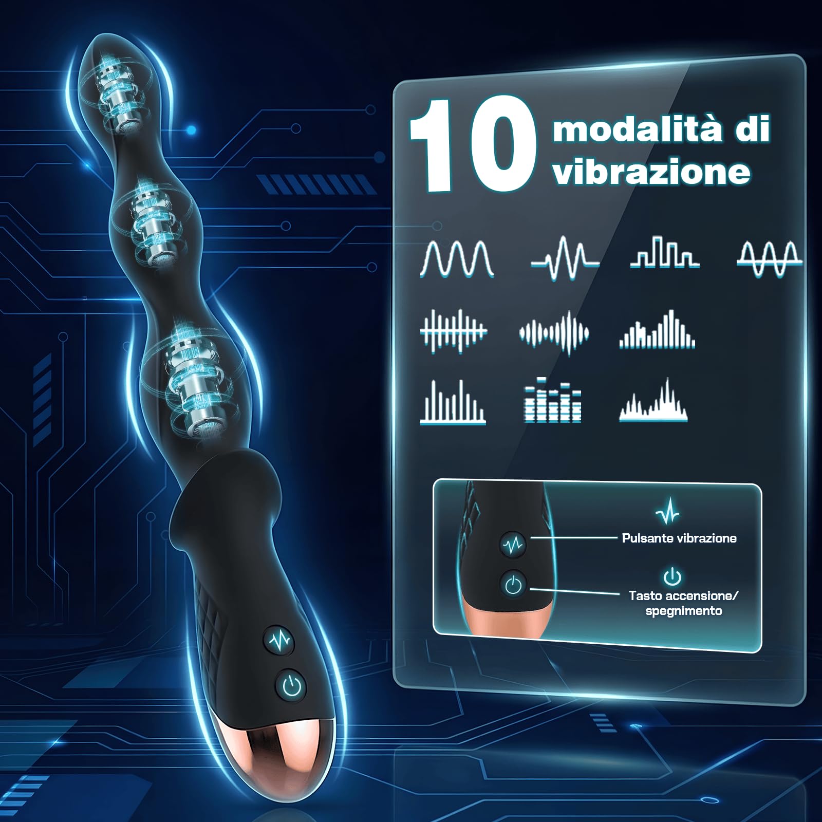 Vibratore Anale Plug Perline Massaggiatore Prostatico Punto G Buttplug