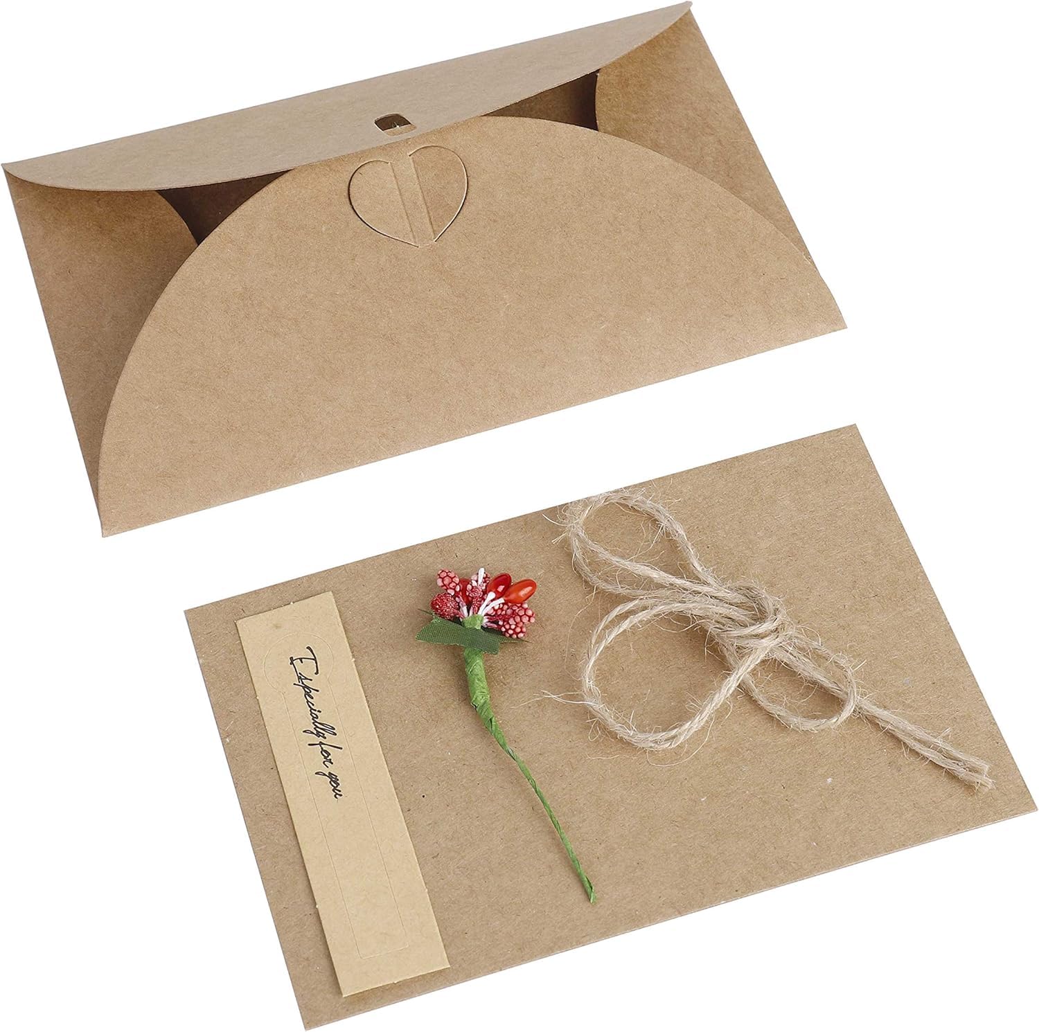 Cartolina di Auguri Fatti a Mano 10 Pezzi Carta Kraft con Buste Retrò 17.5cm x 11cm