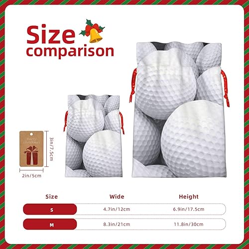 Miniatura 3 de Bolsa de regalo de arpillera de Navidad con cordón 3D con patrón de pelotas de golf, bolsa de envoltura de regalo reutilizable para fiestas de