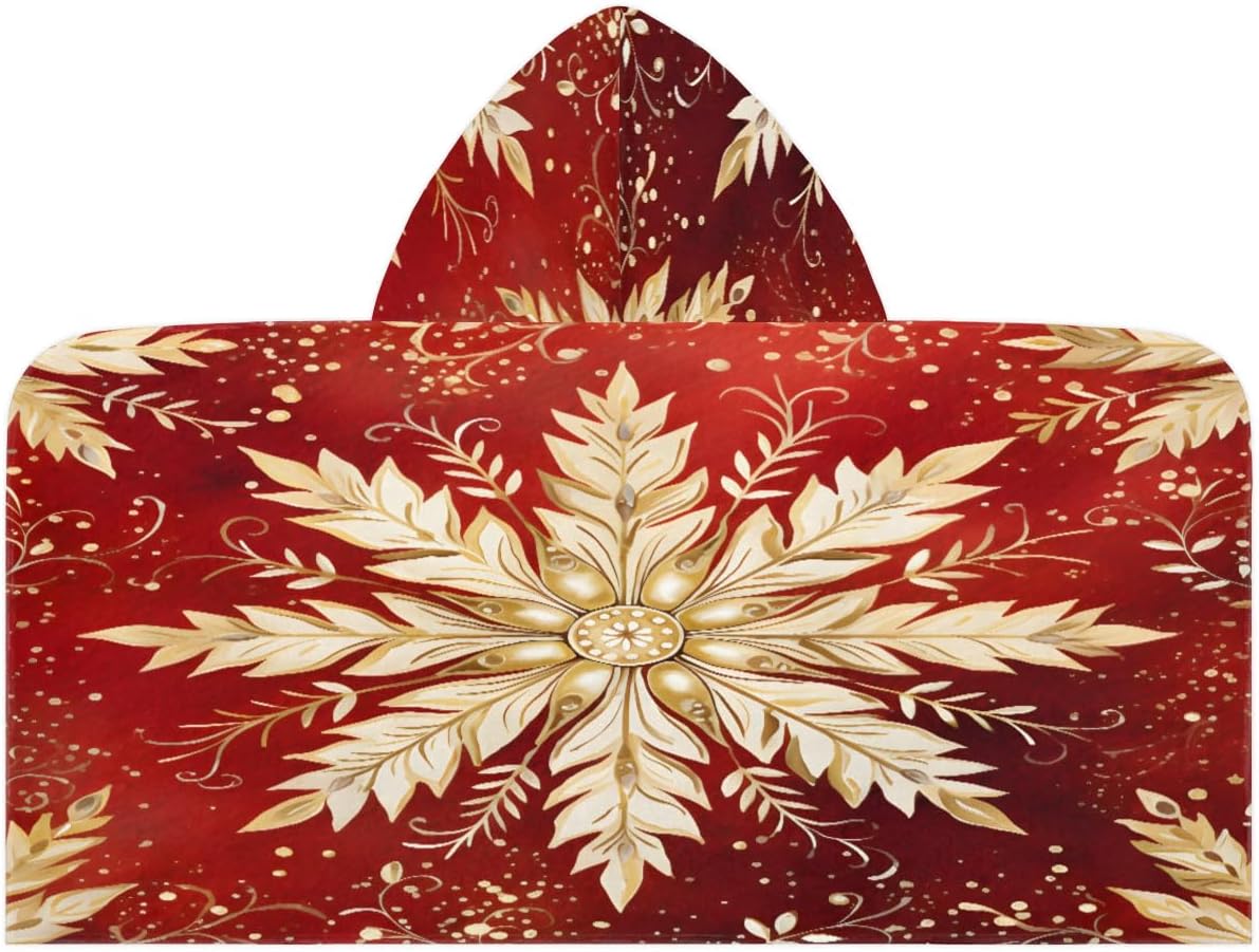 Pardick Kid Bath Towels Snowflake Flower Kids Towel with Hood for Girls Boys Beach Towel Pool Cover Up Soft Absorbent Toddler Hooded Bath Towel for Shower, Beach, Pool