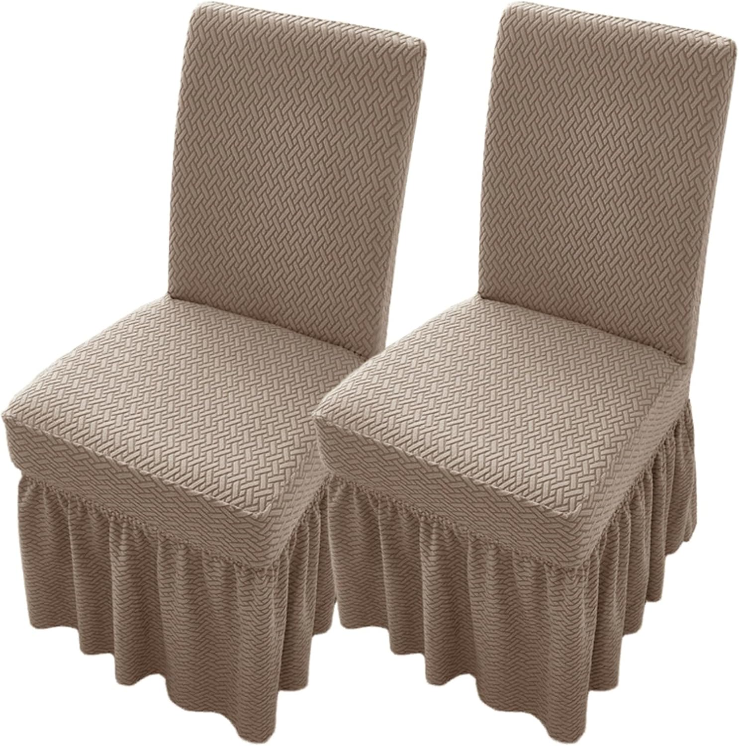 Dining Chair Covers with Long Skirt,Chair Covers for Dining Room Set of 2/4/6,Universal Anti-Slip Chair Slipcovers for Kitchen Wedding Party Banquet(Blue,4 Set)