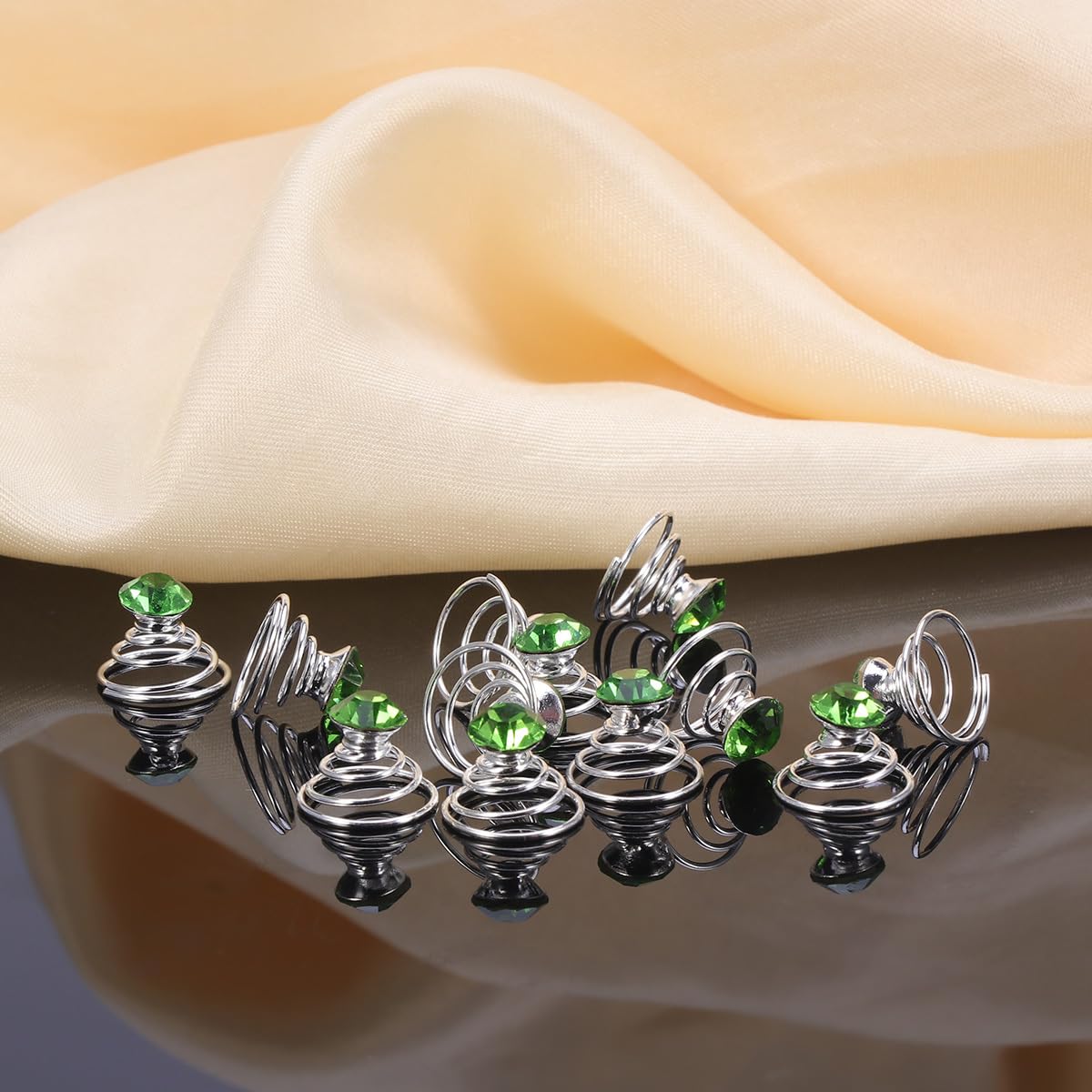FRCOLOR Silver Spiral Hair Clip with Rhinestone Crystal Accent Metal Hair Pin for Elegant Updos and Buns Women S Styling Accessory - Image 4