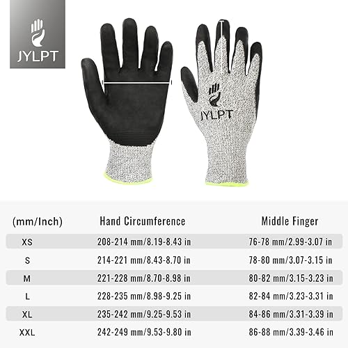 Miniatura 7 de JYLPT Guantes resistentes a los cortes, protección de nivel 5, ajuste cómodo 3D, agarre de potencia y guantes a prueba de cortes súper duraderos,