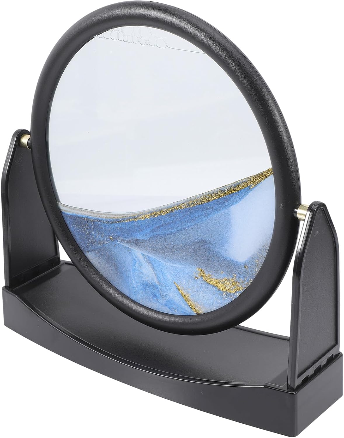 ibasenice Rotating Base Moving Sand Art Picture with Black Frame 250x60x250mm, 3D Quicksand Painting Decor for Home and Office Desktop Ornament, Artistic Living Room Art Display