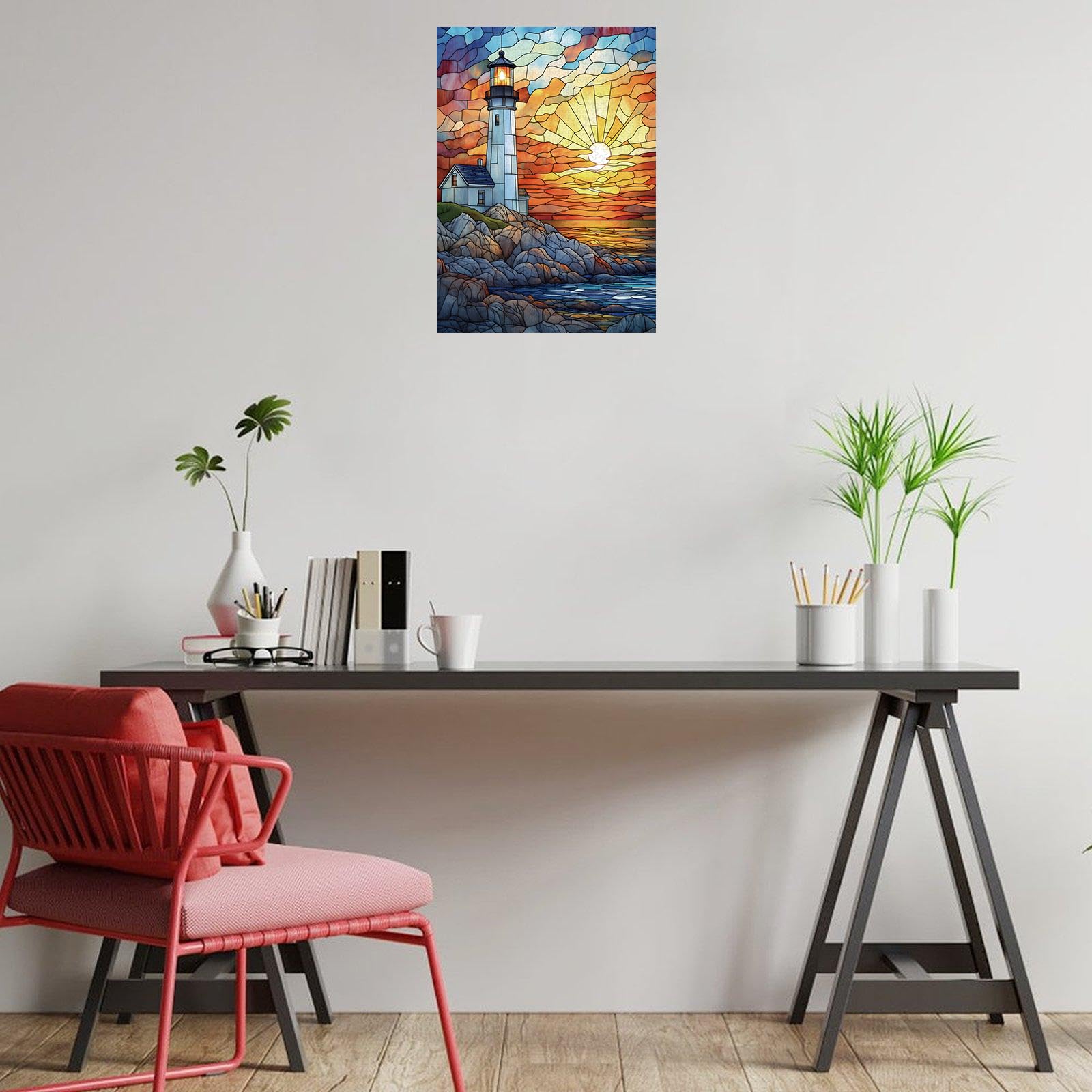 Great Jigsaw Puzzles for Adults 1000 Pieces Stained Glass Lighthouse Wooden Challenging Puzzles Gift for Friends Family Home Decoration Puzzle - Image 3