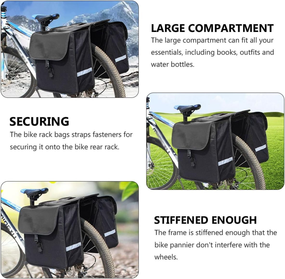 Waterproof Bike Pannier Bag 2l Rear Seat Pack with Reflective Stripe Large Capacity Riding Equipment for Mountain and Road Bikes