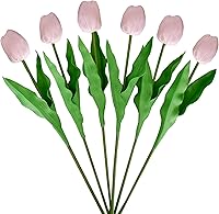 Vista 60 de Mandy's - 20 flores artificiales de seda de tulipán azul claro de 13.5 pulgadas para Año Nuevo, primavera, Día de la Madre, Pascua, Día de San