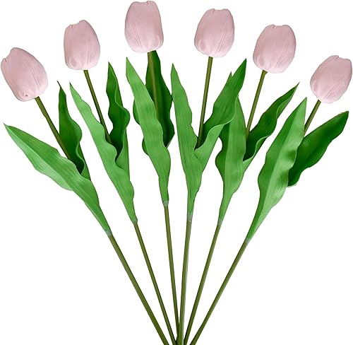 Miniatura 63 de Mandy's - 20 flores blancas artificiales de seda de tulipán artificial de 13.5 pulgadas para Año Nuevo, primavera, Día de la Madre, Pascua, Día