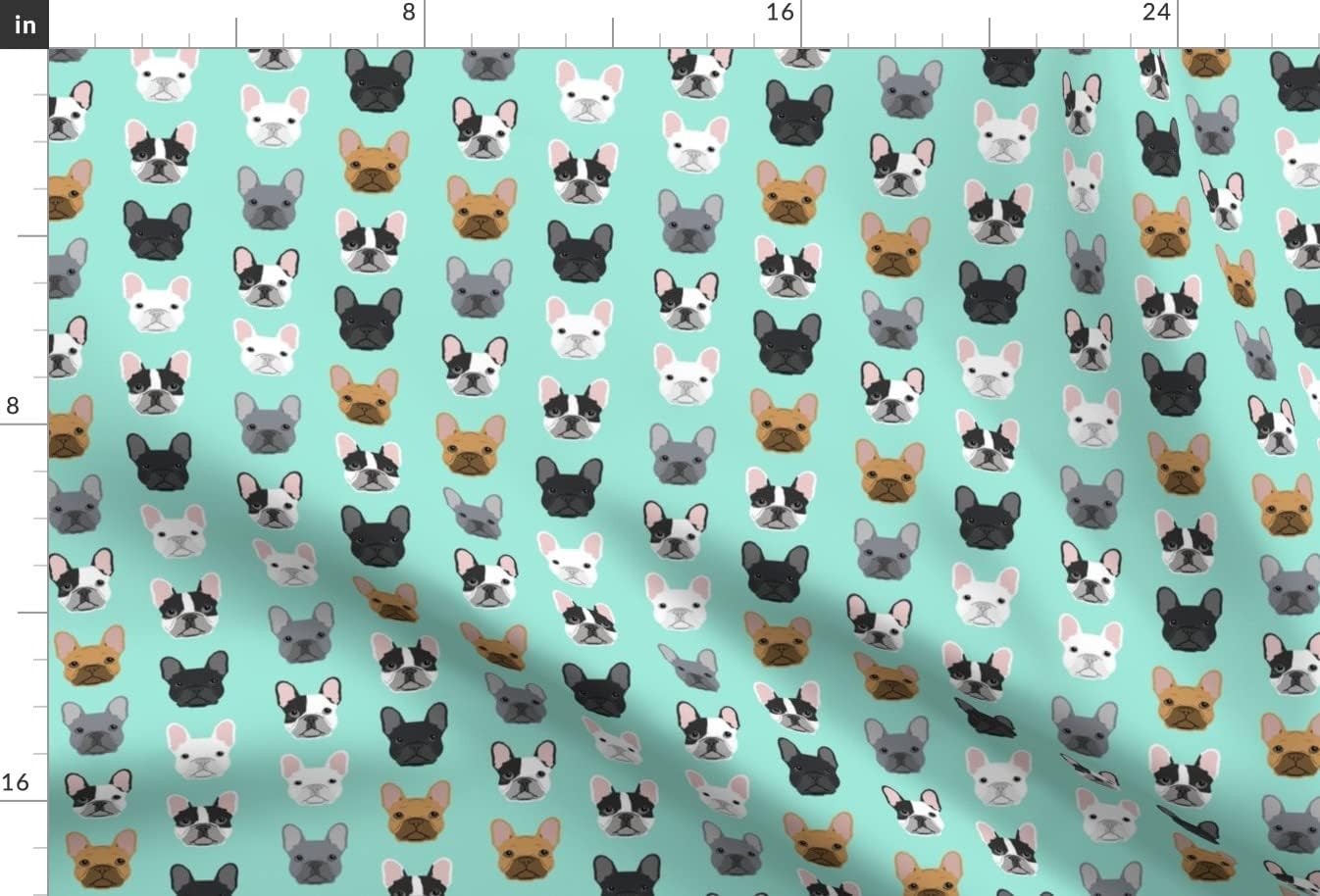 Spoonflower Fabric - French Bulldog, Mint, Dog, Frenchies, Pet, Puppy, Aqua, Rescue, Adopt Printed on Minky Fabric by The Yard - Sewing Baby Blankets Quilt Backing Plush