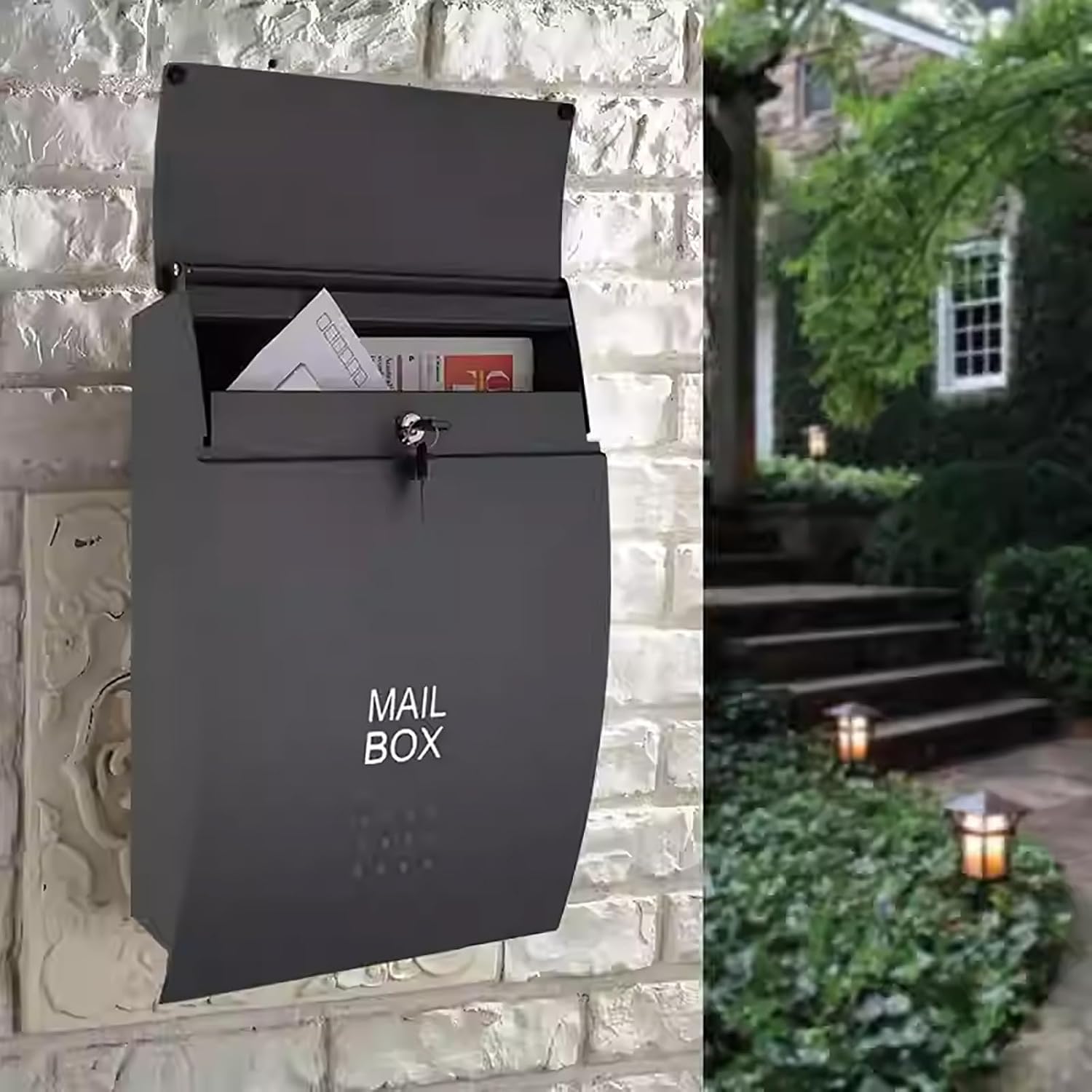 Wall Mount Mailbox, Architectural Mailboxes, Weatherproof and Scratch Resistant, Door Drop Box for Mailbox Postbox Letters Newspapers(White)