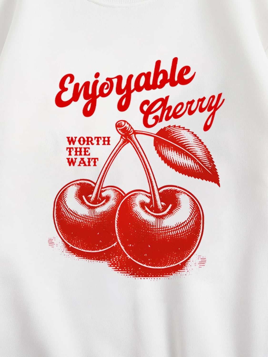 SHENHE Women's Cherry Sweatshirt Graphic Crewneck Long Sleeve Fleece Sweatshirt Pullover - Image 4