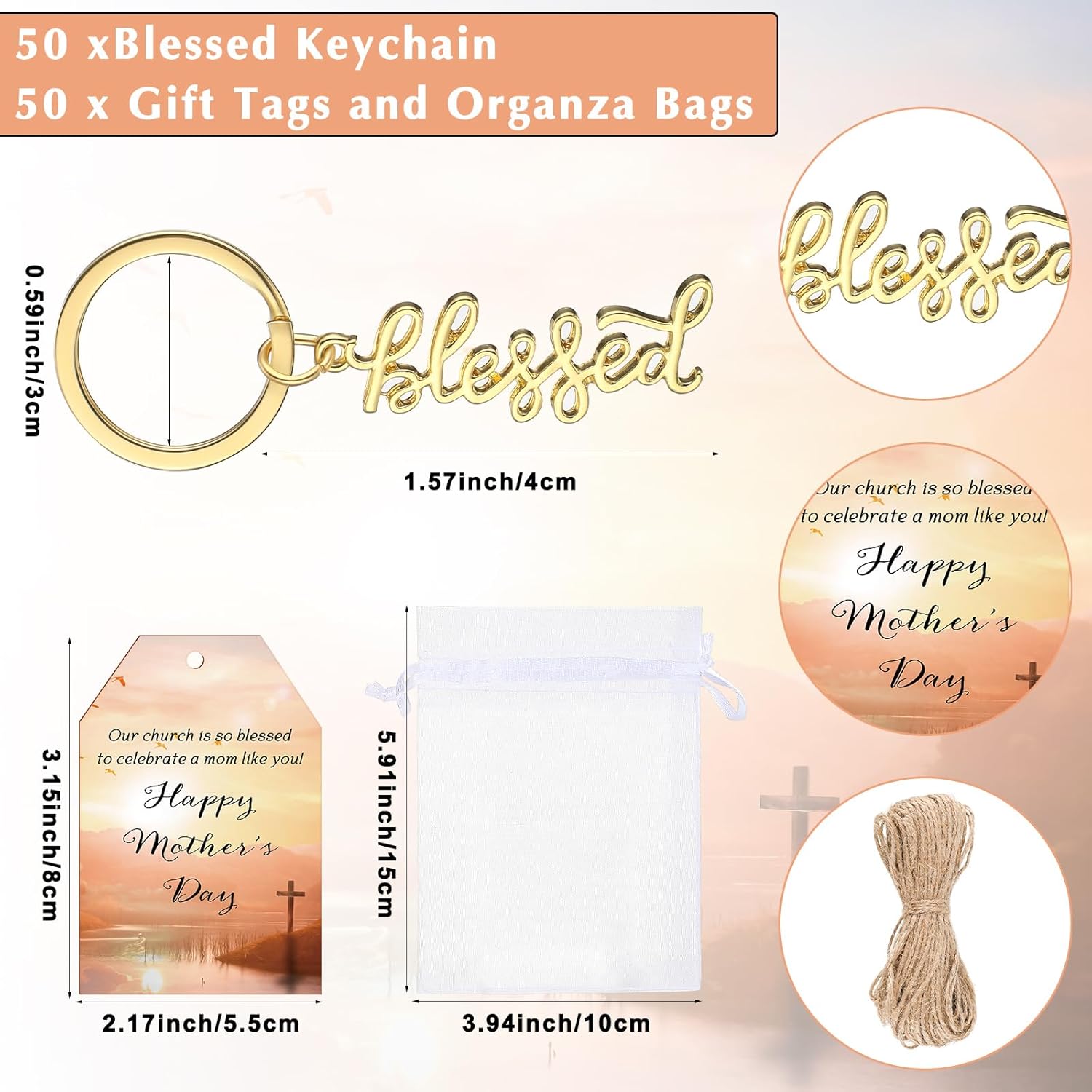 Spakon Church Gift Bulk for Mothers Day Blessed Bible Verse Ballpoint Pens Keychain Christian Cross Happy Mother's Day Tag
