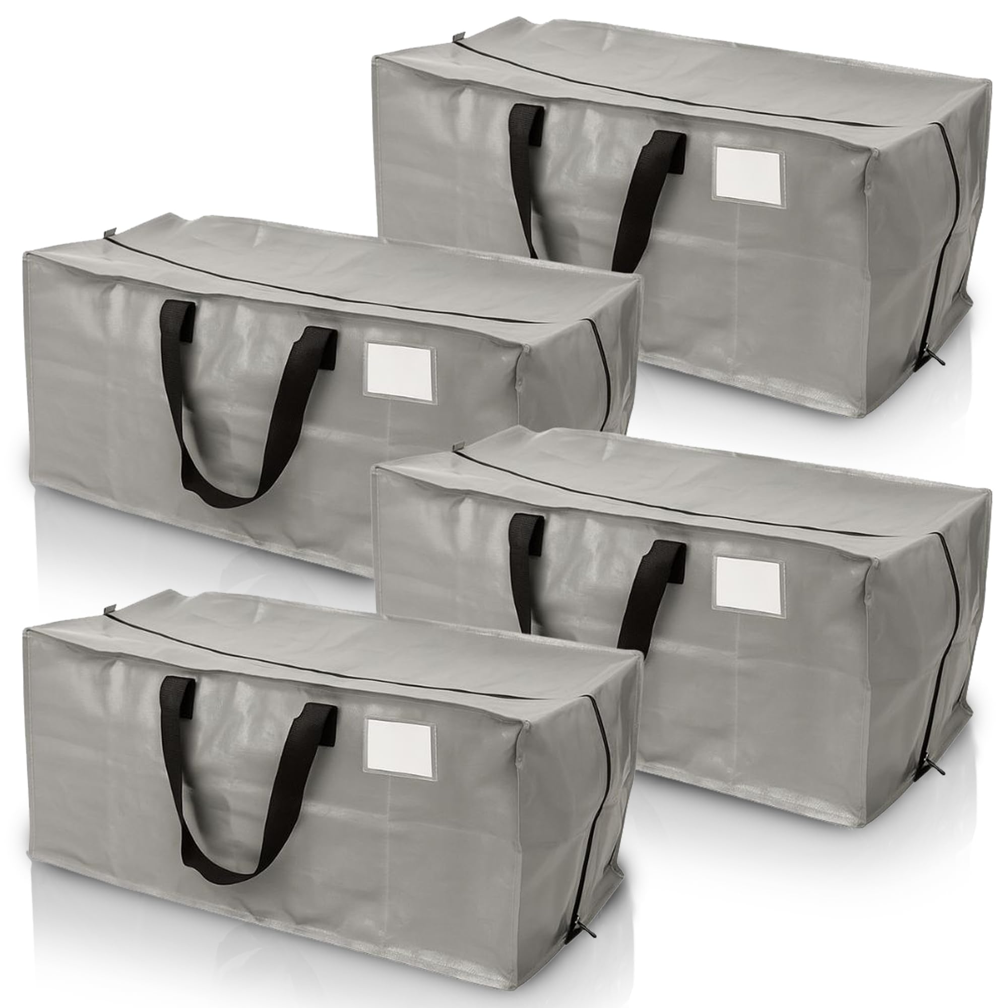 DURASACK Heavy Duty Moving Bag Storage Container with Zipper, Reinforced Carry Straps and Backpack Straps, Made of Rugged Woven Polypropylene, Pack of 4, Gray