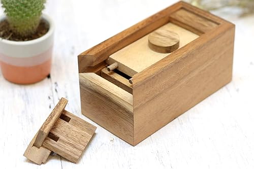 Miniatura 7 de Cofre del tesoro juego de caja de triple rompecabezas para adolescentes y niños dinero mágicobaratija pequeñatarjetero de regalo, compartimentos