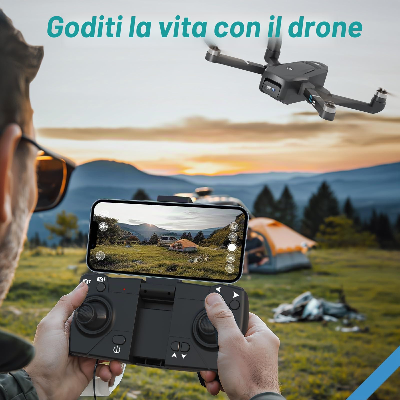 Drone con Telecamera Motore Brushless Drone Adulto Principiante 2 Telecamera RC Quadcopter Pieghevole Regolabile Droni Elettrico 1080P Controllo APP 3D Flip Facile da Volare Giocattoli TL16 UAV