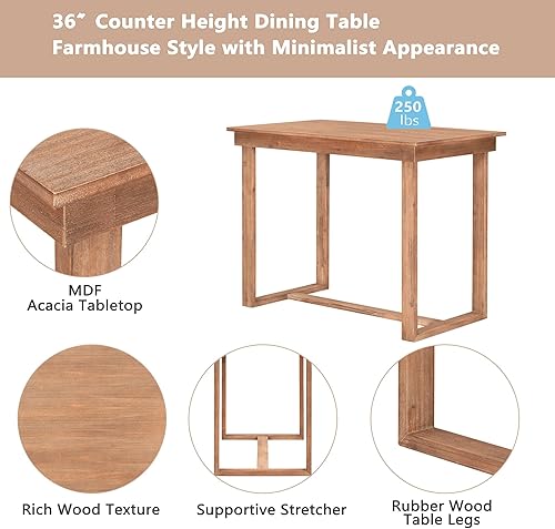 Miniatura 2 de Merax Farmhouse - Juego de comedor de 5 piezas con 1 mesa rectangular y 4 sillas tapizadas para lugares pequeños, muebles de cocina familiar, color
