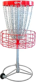 GrowTheSport Portable Disc Golf Basket by DiscStore - PDGA Championship Approved, 36-Chain Heavy-Duty Red Target for Backyard & Tournament Practice