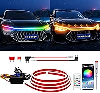 Vista 9 de YM E-Bright Luces LED exteriores para capó de automóvil, tira de luz impermeable de escaneo dinámico de arranque, kit de haz de capó, escáner