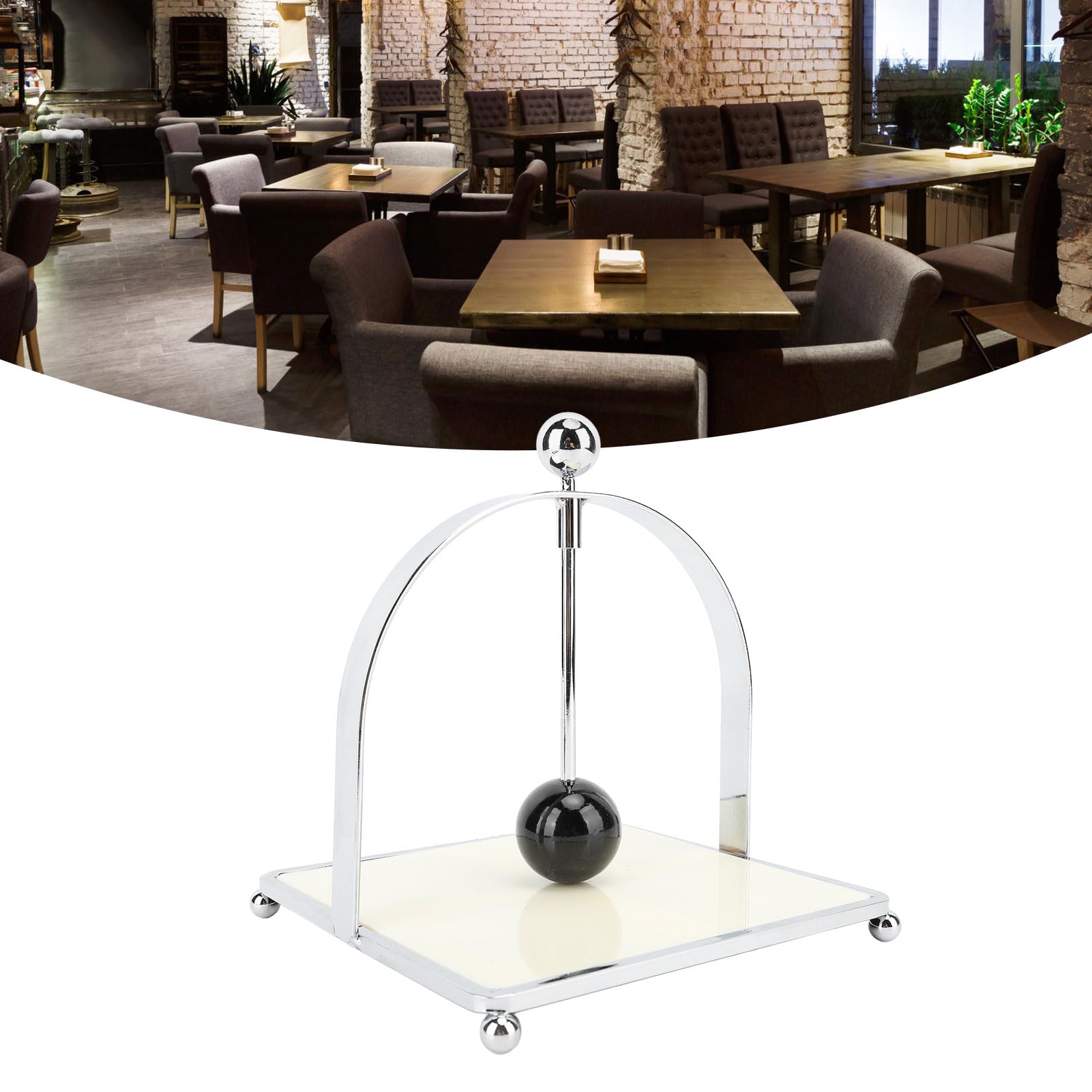 Ejoyous Servilletero para Mesa Dispensador de Servilletas Cuadrado de Hierro y Madera Compuesta 5,91 X 5,91 X 6, Pulgadas Diseño Plano que Ahorra Espacio con Prensa para Cocina Comedor Restaurante