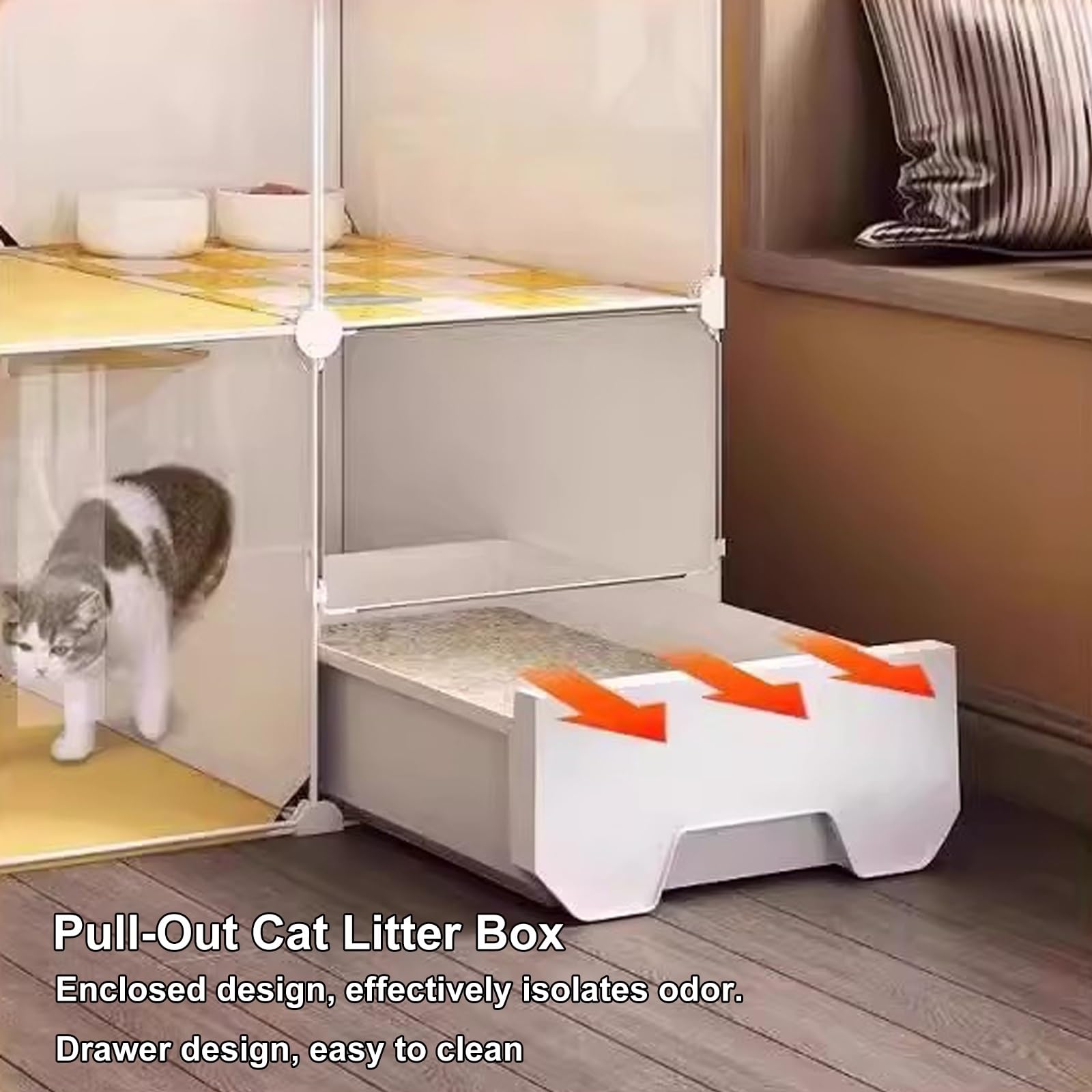 Grande Cage pour Chat, Cage D'intérieur pour Chat avec Bac a Litière, Villa pour Chat a 3 Niveaux, Enclos Chat a Monter Soi-Même, Cage pour Chat Interieur, pour 1 a 3 Chats