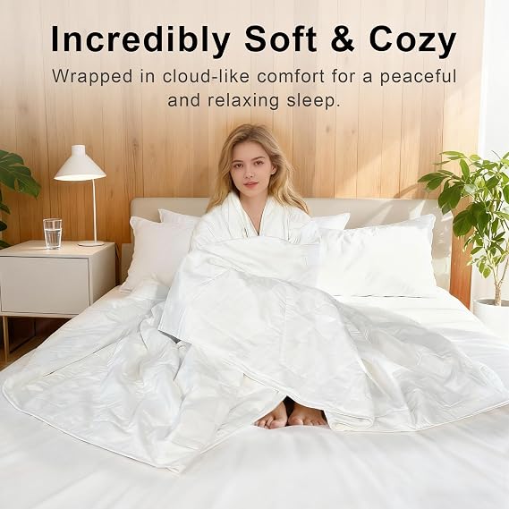 Lightweight White 100% Cotton Quilt, Comforter Twin Size