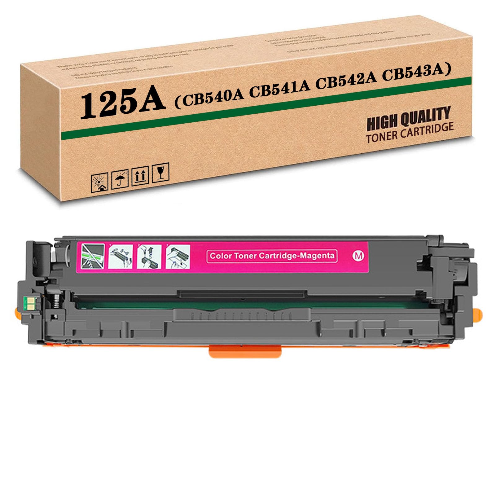 Compatible CB540A CB541A CB542A CB543A 125A High-Capacity Toner Cartridge, Works for HP CM1312 CM1312nfi CP1210 CP1215 CP1510 CP1515n CP1518 CP1518ni