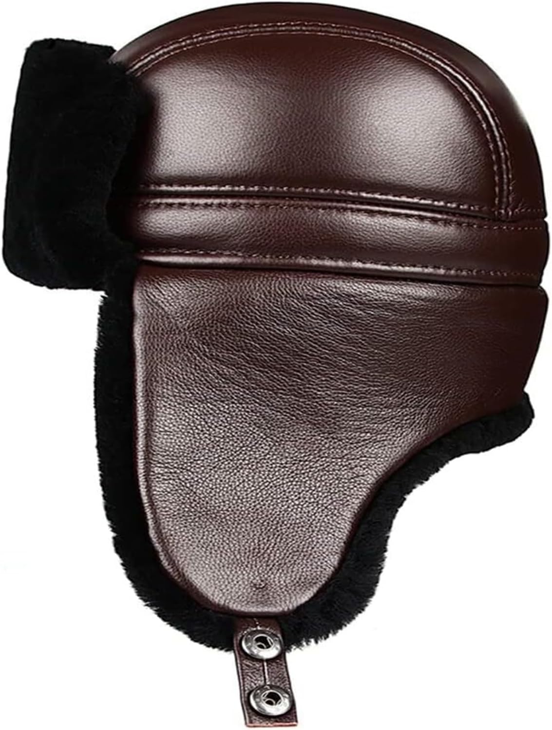 Trooper Trapper Hat, Trooper Hat, Leather Winter Trapper Hat Hunting Ski Hat with Ear Flaps for Men & Women