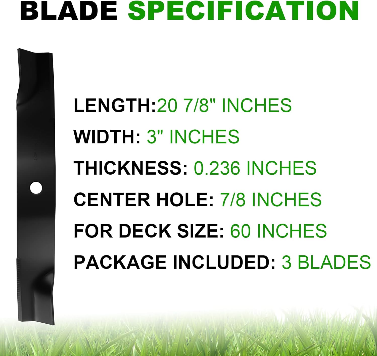 Aeagle TCU15881 High Lift Blades for John Deere 60 Inch Mower 737 757 777 797 Z930M Z950M Z950R Z930R ZTrak X710 X730 X738 1025r 3045R 3046R M128485 M163983 (Black)
