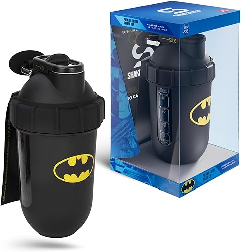 SHAKESPHERE Vaso Tritan Shaker de 23.7 fl oz  Edición Limitada Batman  Diseño de cápsula, sin BPA, tapa deslizante de acero, caja de coleccionista