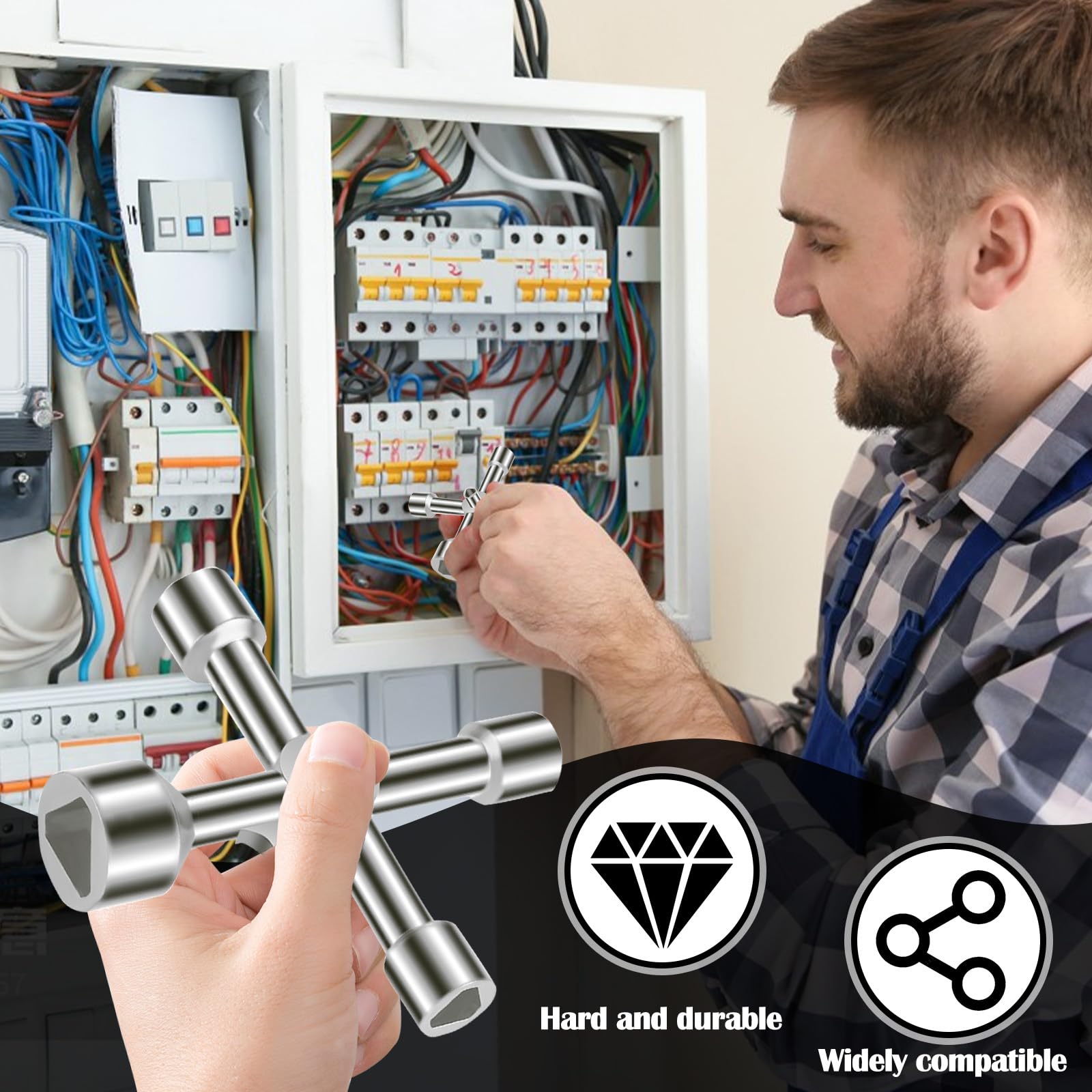 Arvoni Clé Triangulaire 4 Voies 5 Tailles Diamètre Intérieur