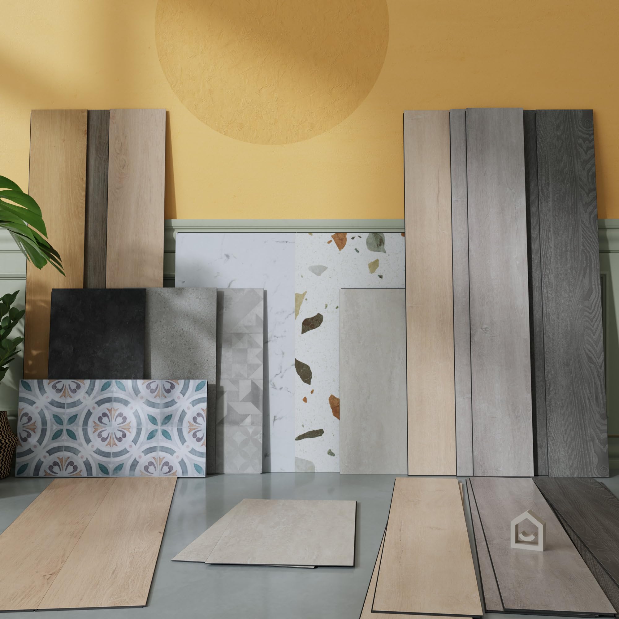 GoodHome Dalle PVC Clipsable Mambo 61 x 32 cm Granito Gris (Vendue au Carton, 12 Dalles)