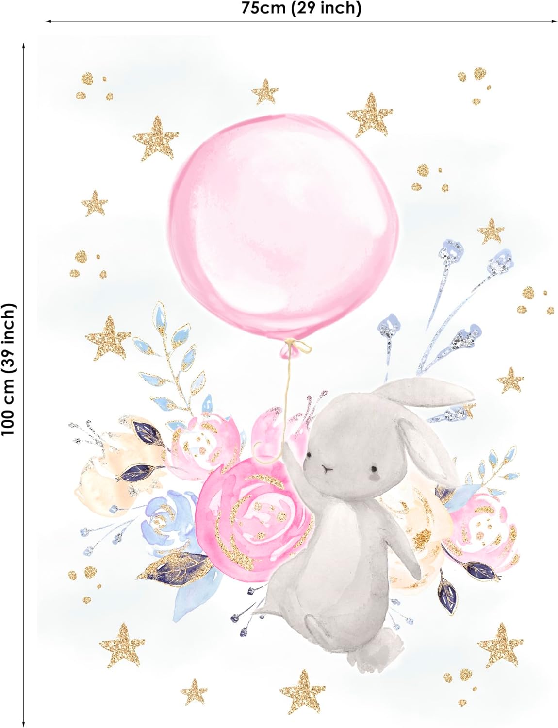 UNIQUE Bunny Cotton Fabric Panel, 29x39in Quilting Panel for Baby Quilt, Blanket